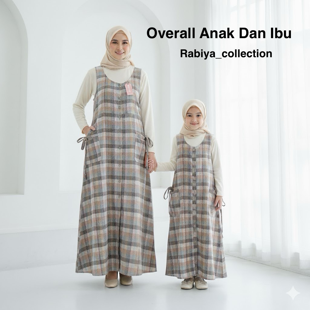 Overall Couple Ibu Dan Anak Wanita Katun Triset Ori Baju Panjang Couple