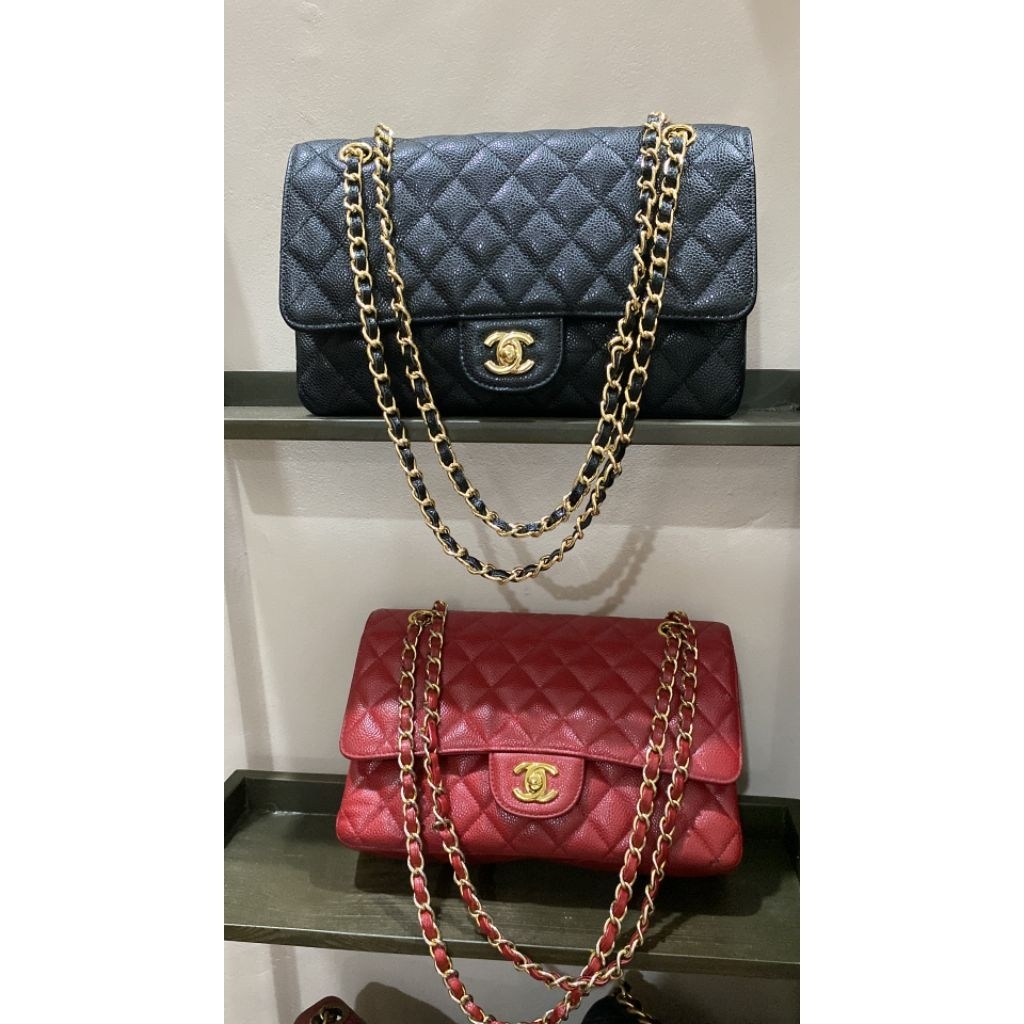 tas pesta klasik rantai merah dan hitam