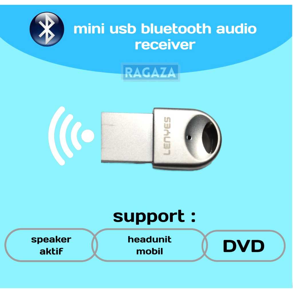 Lenyes LR Bluetooth Receiver Low Latency 20m audio mobil speaker aktif dvd langsung colok lubang usb