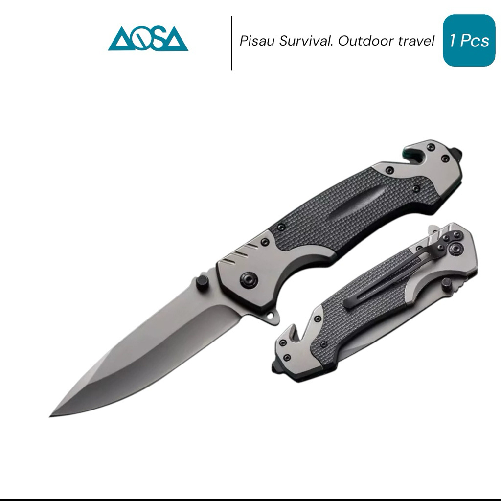 pisau lipat camping / pisau survival mendaki - 440c