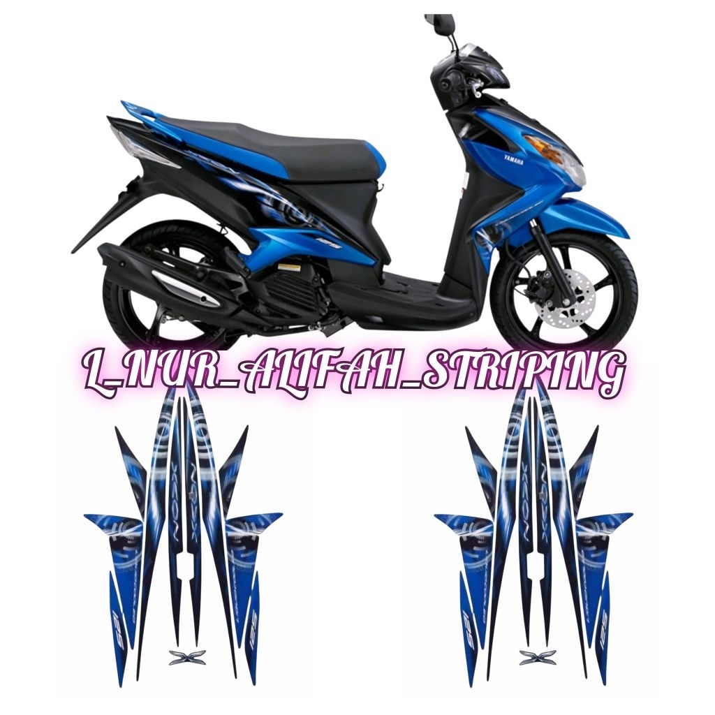 STIKER STRIPING LIS LES POLET BODY MOTOR BERKUALITAS - YAMAHA XEON KARBU TAHUN 2012 WARNA HITAM BIRU