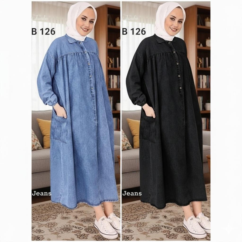 HANNAMI GAMIS JEANS TERBARU JUMBO LD 120