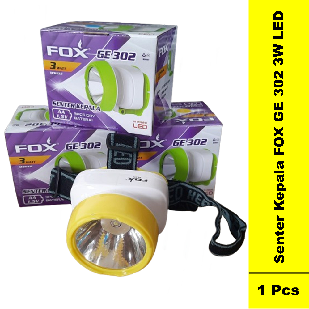 Senter Kepala FOX GE 302 3W LED / Senter / Senter kepala Batu / Senter Kepala Baterai