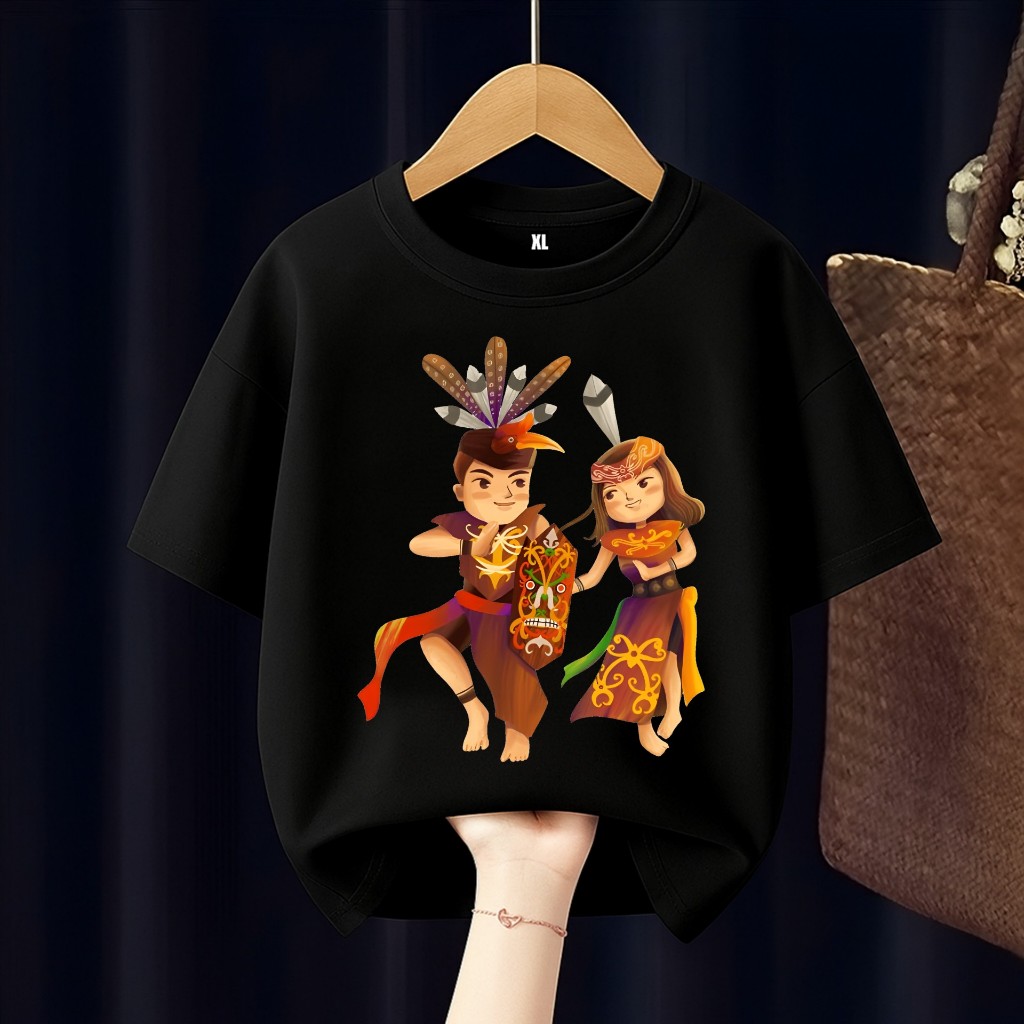 BAJU KAOS ANAK SUKU DAYAK TARI DAYAK PULAU KALIMANTAN FREE CUSTOM NAMA