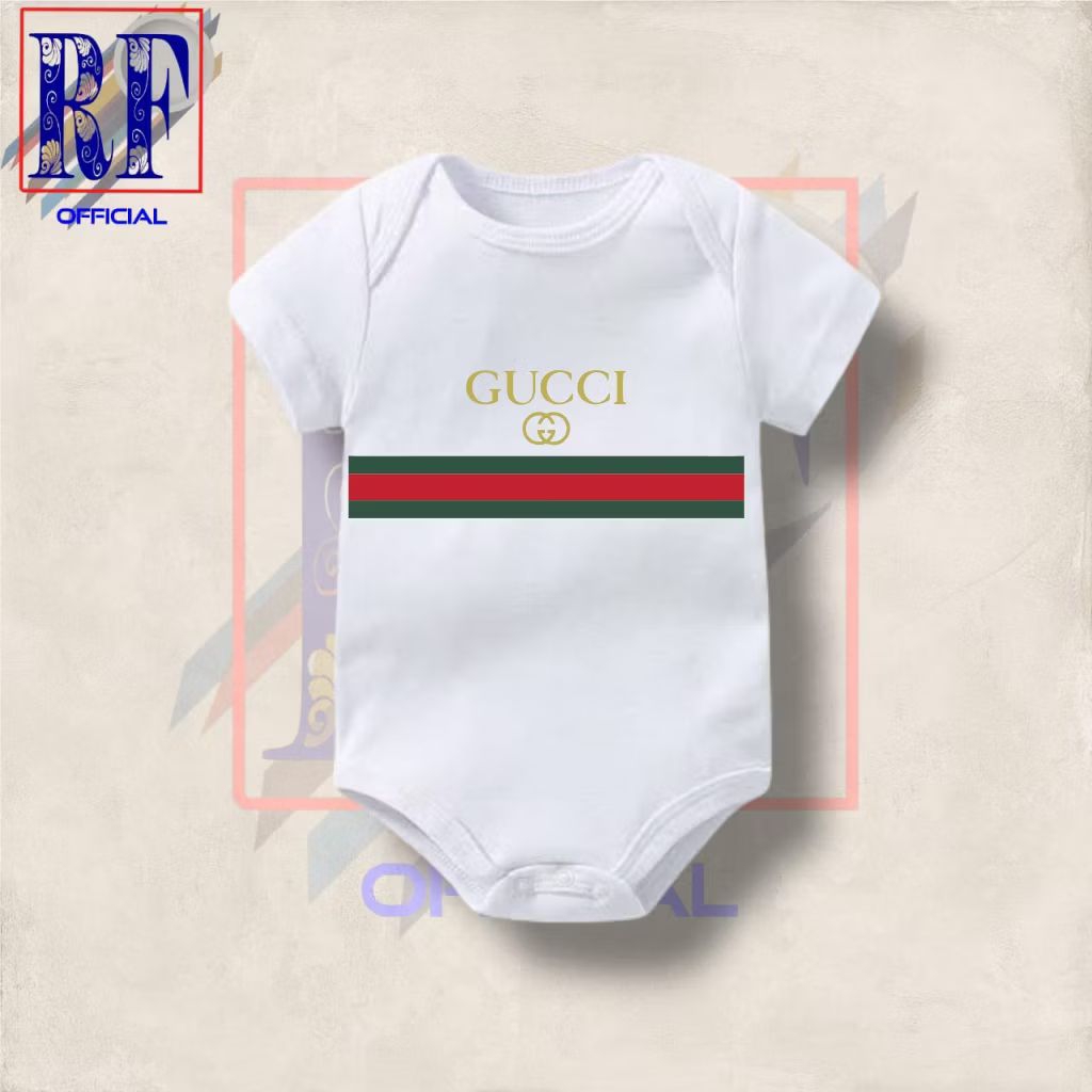 Kaos baju bayi jumper baby kids pendek viral logo tulisan merk Brand GUCCI usia 0 1 2 3 4 5 6 7 8 9 