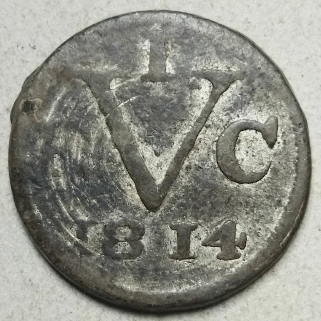 Koin timah 1 duit tahun 1814