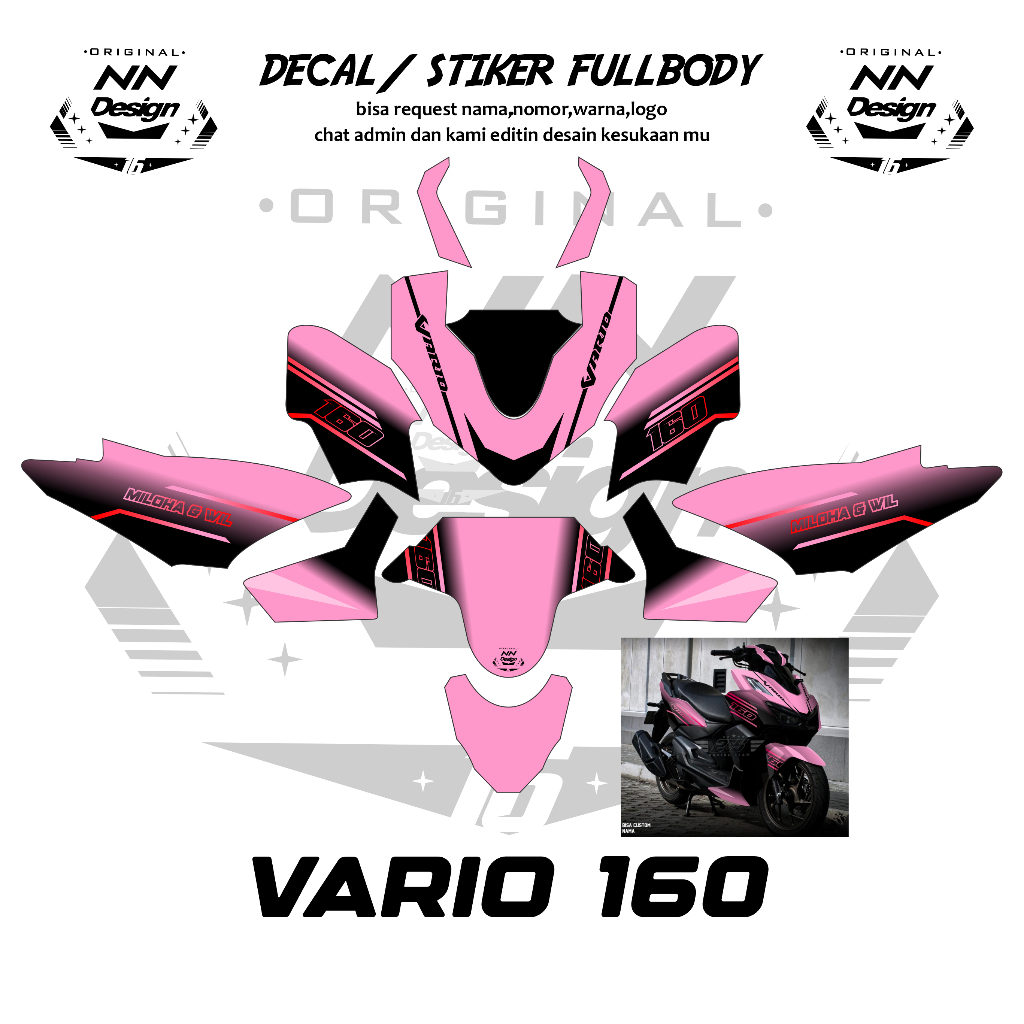 DECAL/STIKER MOTOR VARIO 160 BEBAS CUSTOM NAMA,LOGO,WARNA  DLL