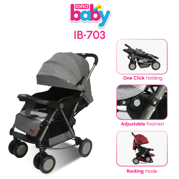 BABY STROLLER BAYI BY IORA//KERETA SORONG BAYI BISA DUDUK,SANDARAN DAN REBAHAN//PMB IORA IB-703
