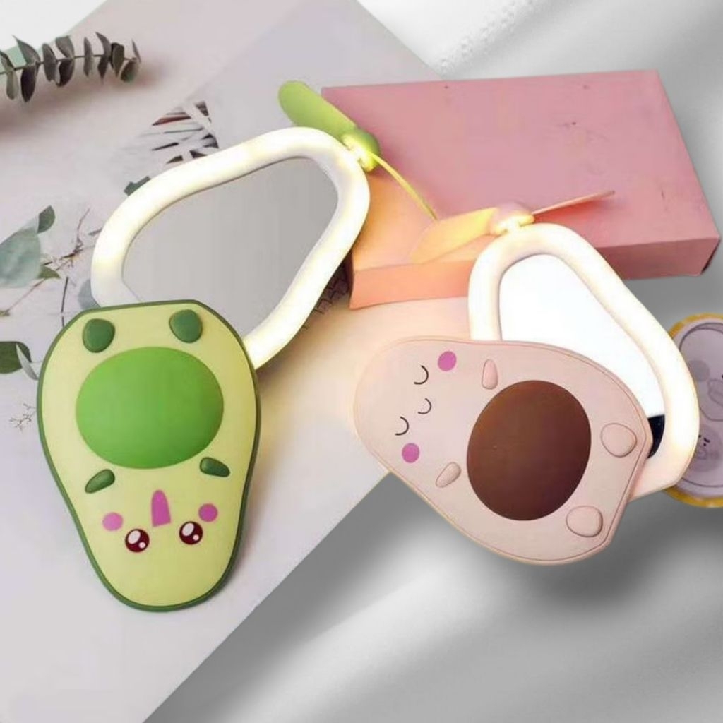 kipad ini kondisi gambling (rusak) barang returan perlu perbaikan,Kipas Cermin Makeup LED 3in1 Porta