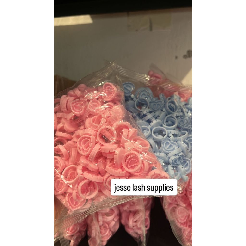 Cup Ring Lem Glue Bentuk V|Heart Ring Cincin Russian Eyelash|Volume Eyelash Ring|WHITE&PINK&BLUE PER