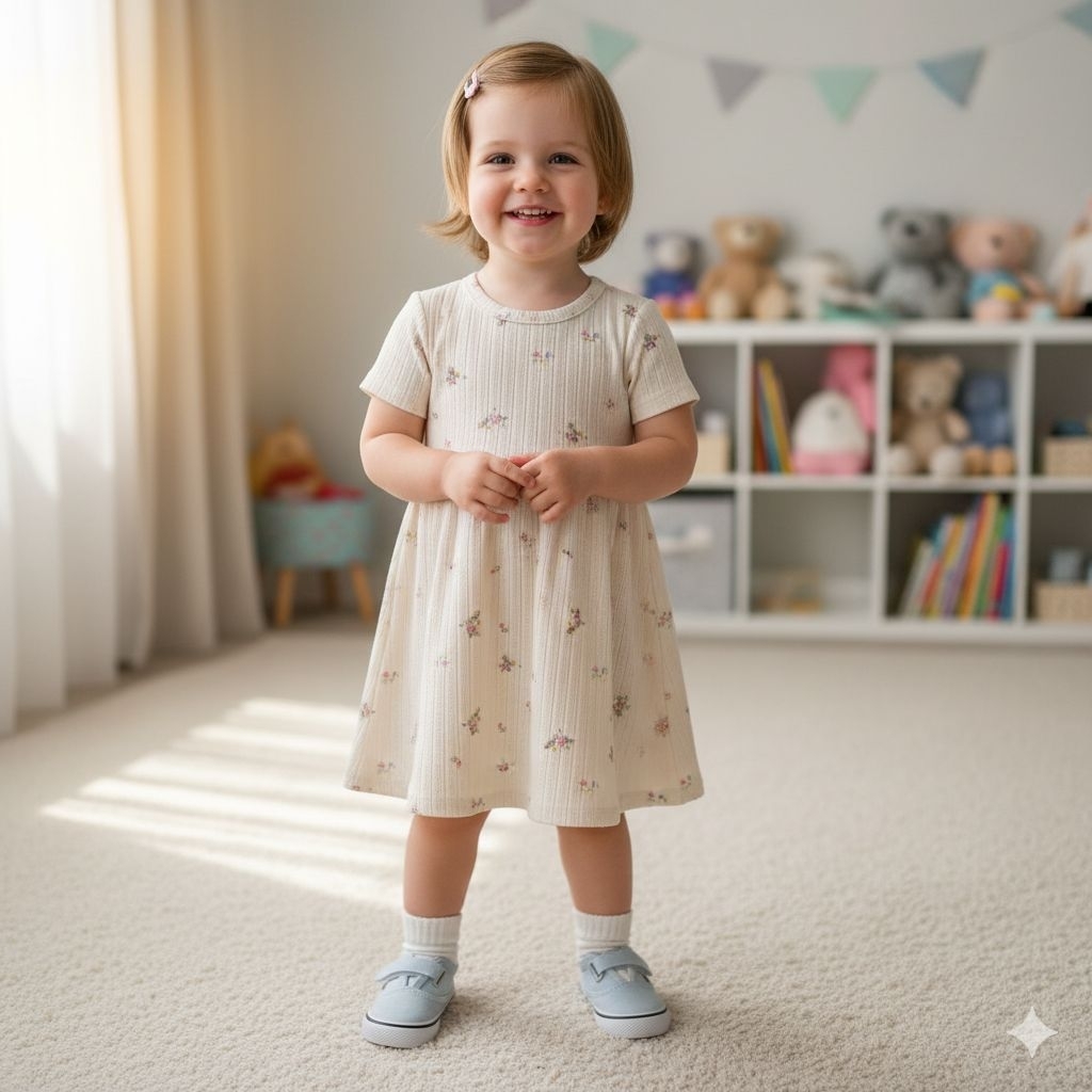 Dress tunik katbol anak cewek/perempuan motif bunga 2 3 tahun