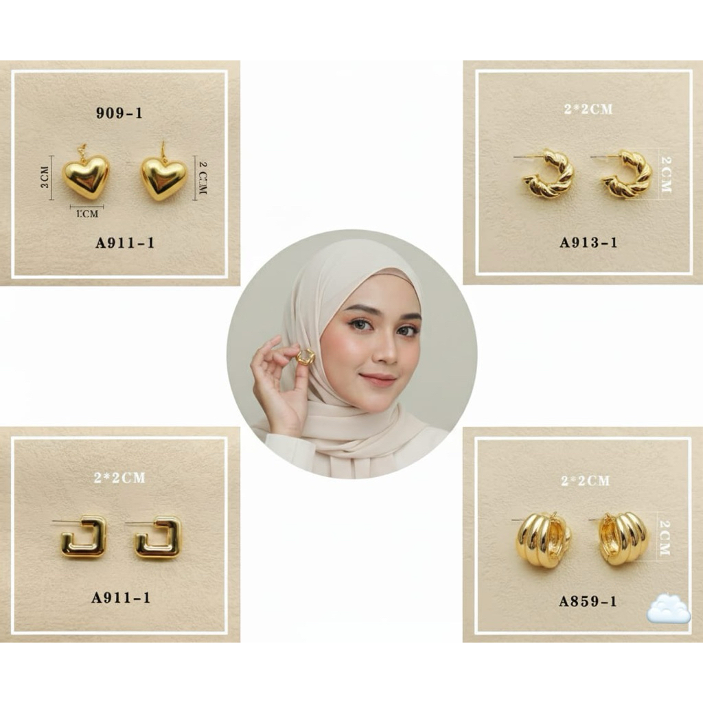 Anting Hijab Setengah Bulat/Anting Titanium/Perhiasan Anting Sederhana