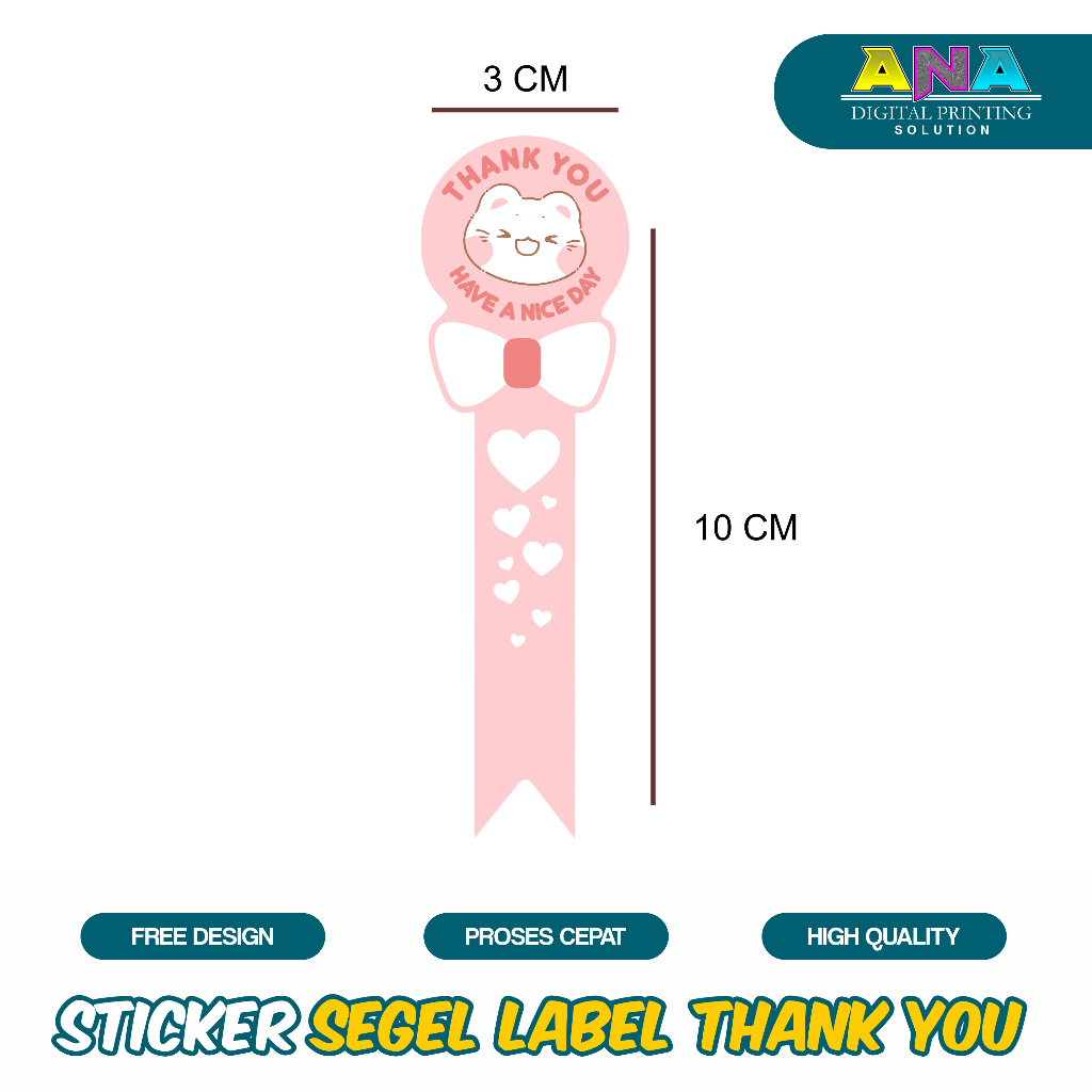 STIKER LABEL PANJANG LUCU THANKYOU/ STIKER LOGO / STIKER LABEL MAKANAN / STICKER LABEL MOTIF KUCING 