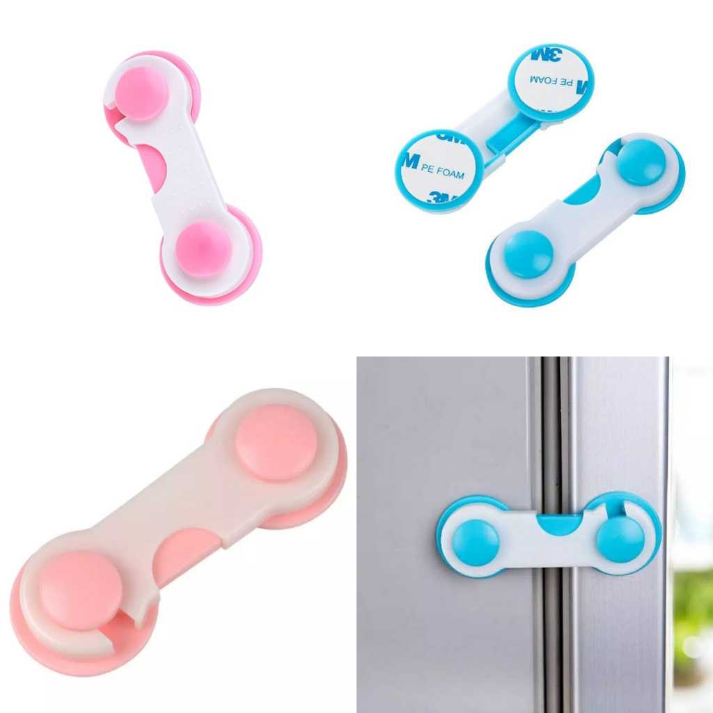 UM Kunci Pengaman Anak Pintu Lemari Kulkas Biru / Safelock BELI 1 DAPAT 3