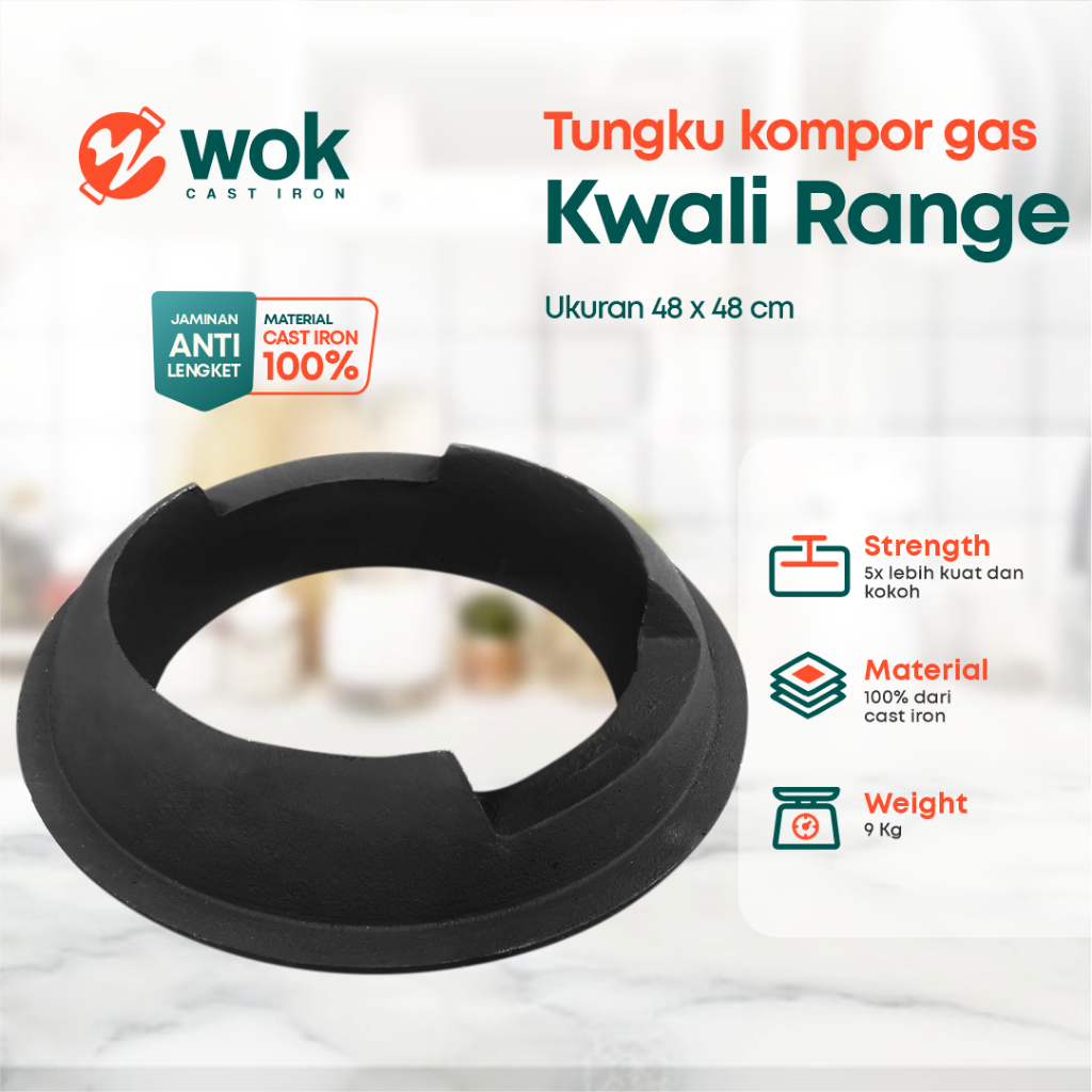 Tungku kompor gas kwali range 32 cm besi cor / kuali tange MBG besi cor / cast iron