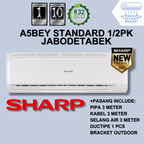 FREE PASANG + AKSESORIS AC Sharp 1/2 PK A5BEY STANDARD Grosir Elektronik Bekasi