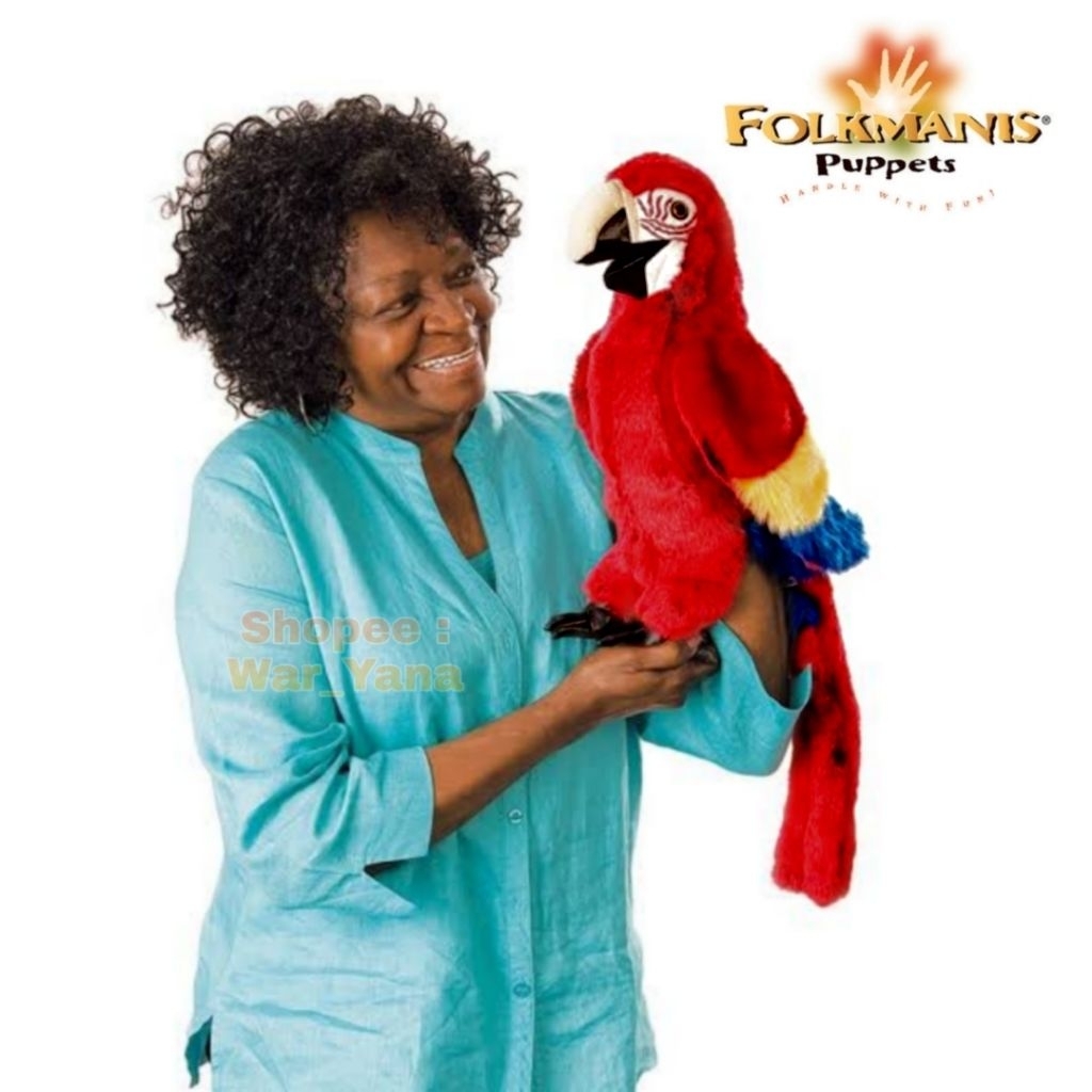 Boneka Tangan Burung Makaw lmprot U.S.A Original FOLKMANIS Hand Puppets Bird soft Plush Toys Stuff P