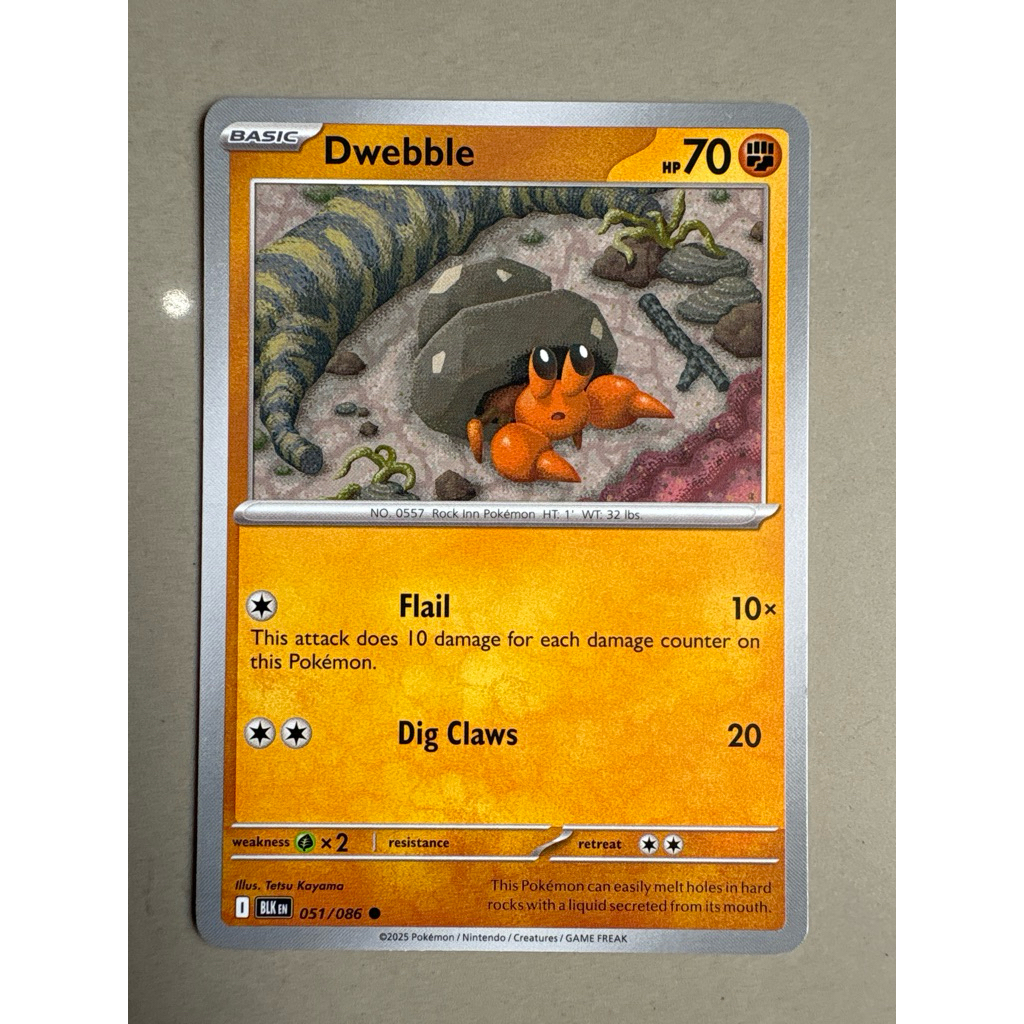 kartu pokemon original common dwebble blk 051/086