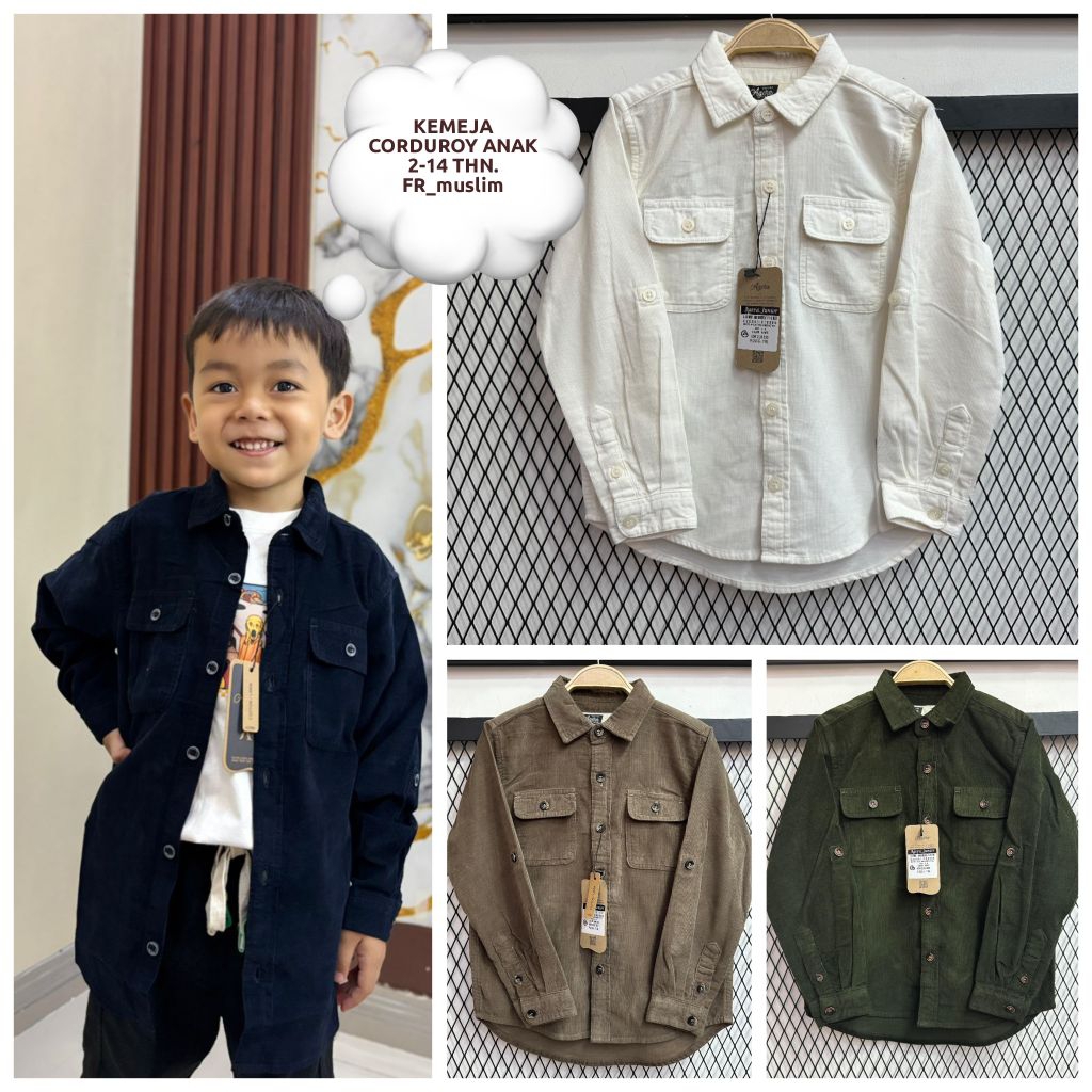 BAJU KEMEJA CORDUROY ANAK LAKI LAKI LENGAN PANJANG AGERA JUNIOR