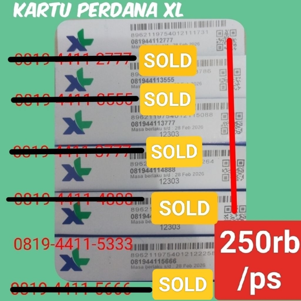 Kartu Perdana XL nomor rapi triple super cantik pilihan