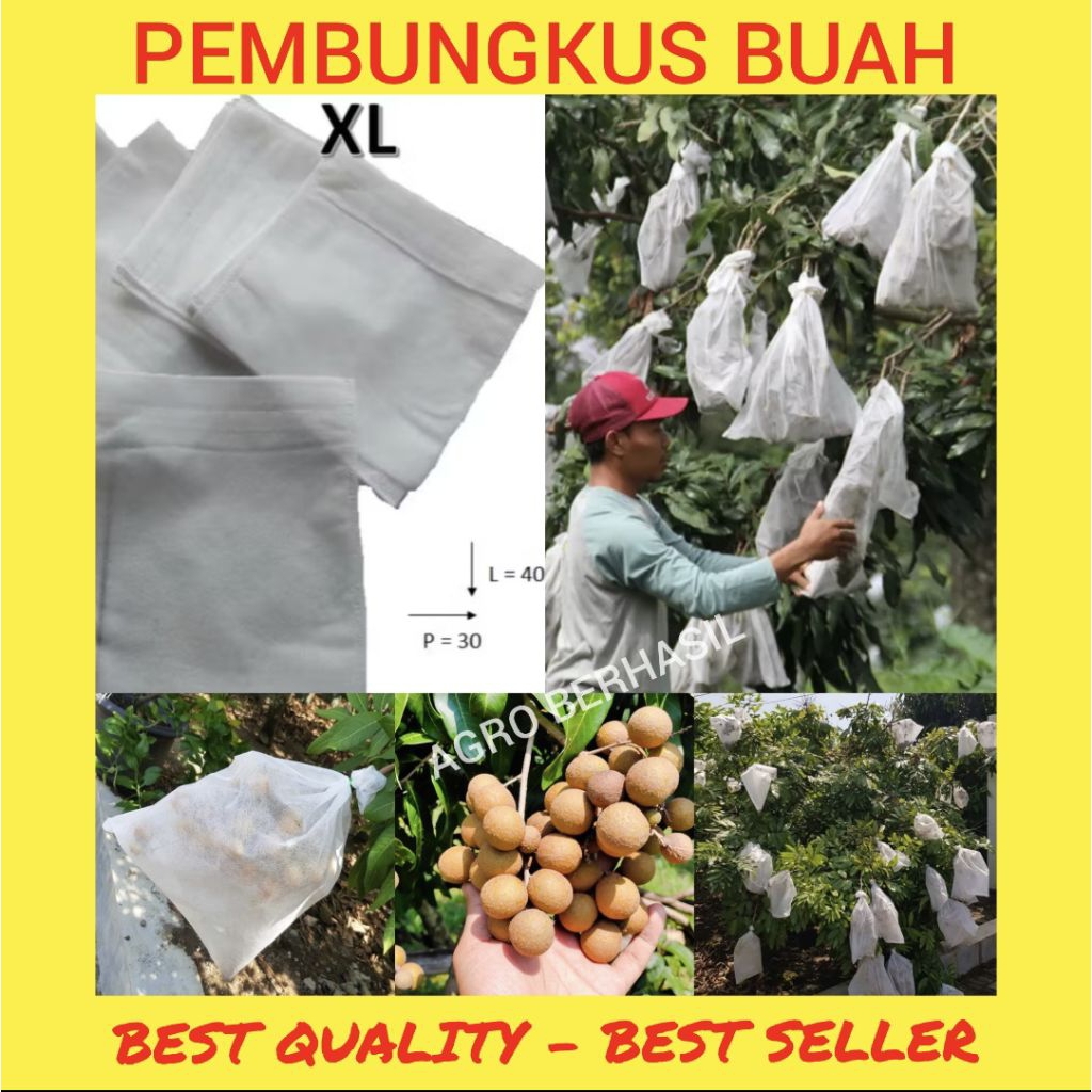 KING GROW Fruit Cover - 10 pcs (Size XL) Pembungkus Buah untuk Kelengkeng, Melon, Jeruk Bali, dll / 
