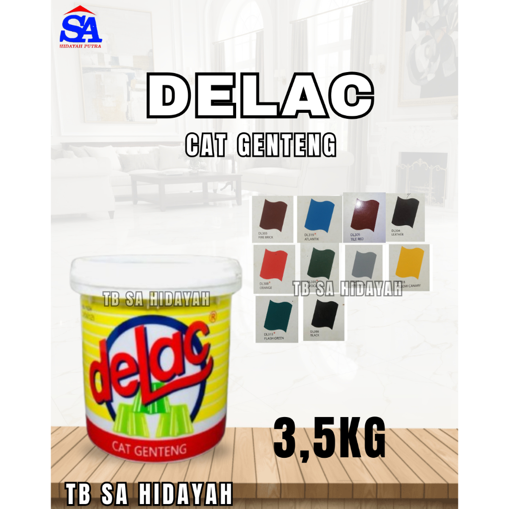 CAT GENTENG DELAC GALON 3,5 KG WARNA CAT EXTERIOR LAPANGAN/TROTOAR/KOLAM/TAMAN