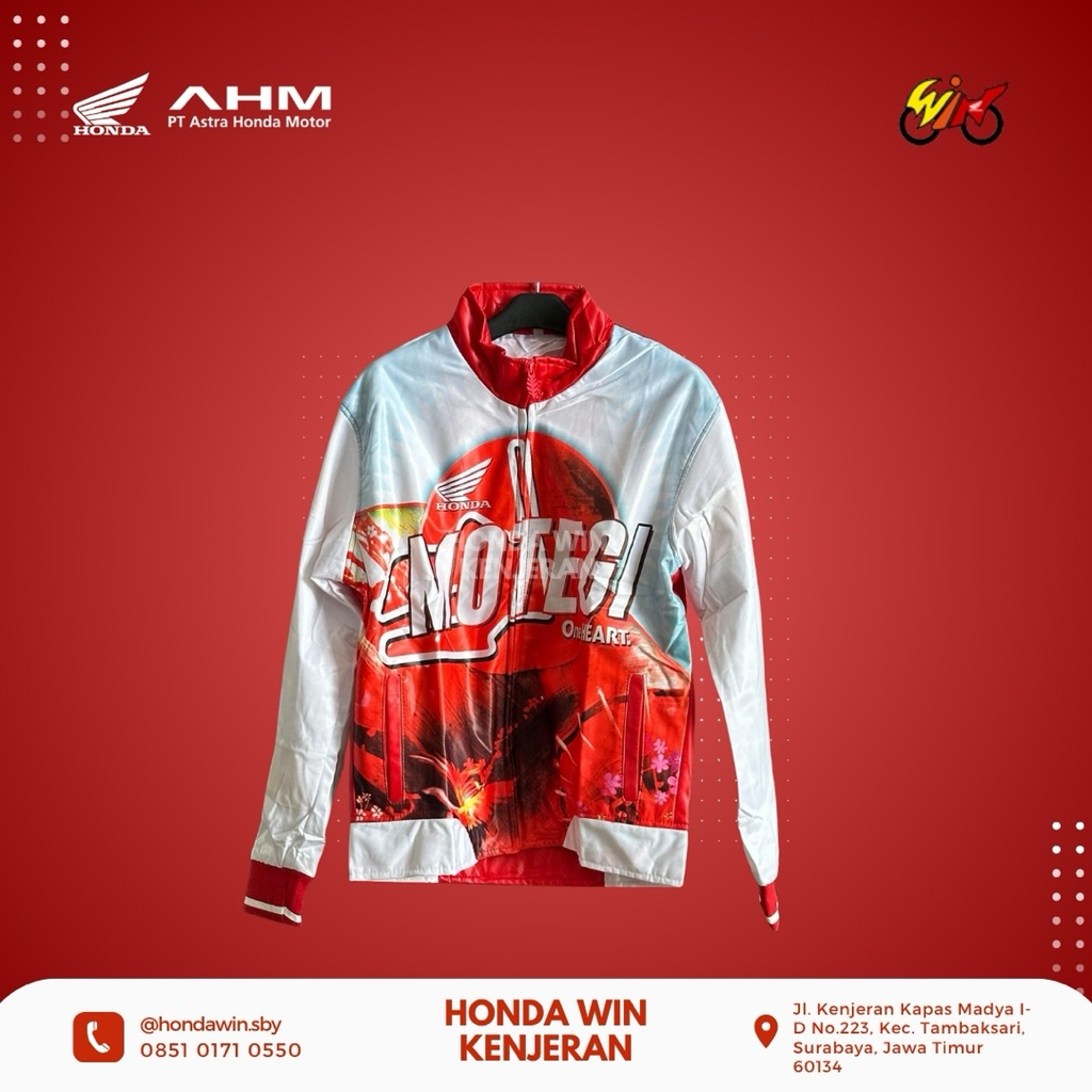 Jaket Sepeda Motor Motegi Motogp Honda ASLI One Heart merah putih