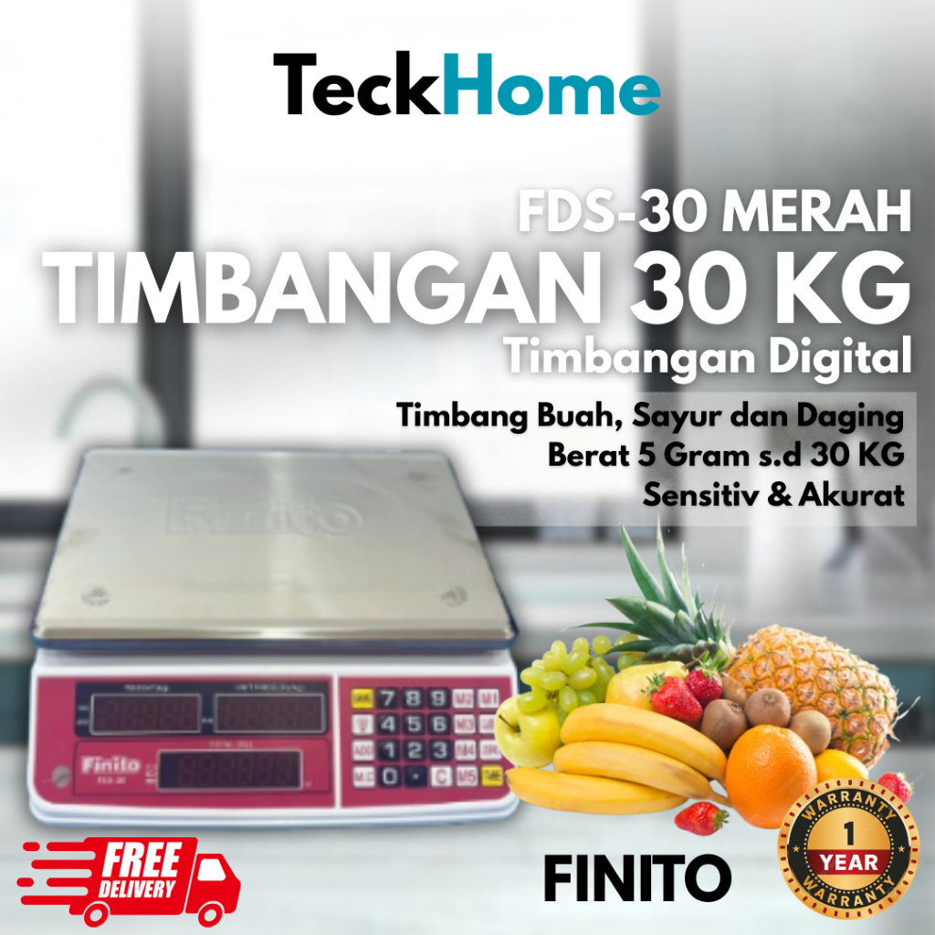 TECKHOME Timbangan Digital 30 KG(40kg) FDS-30 FINITO Double Display Waterproof & AKURAT