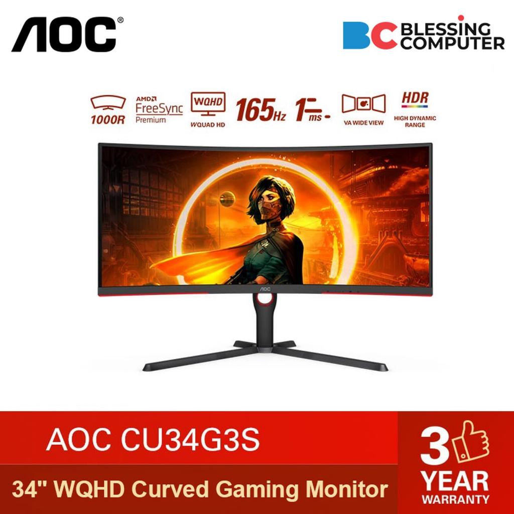 Monitor AOC CU34G3S/79 34 WQHD 165Hz 1ms Gaming Curved
