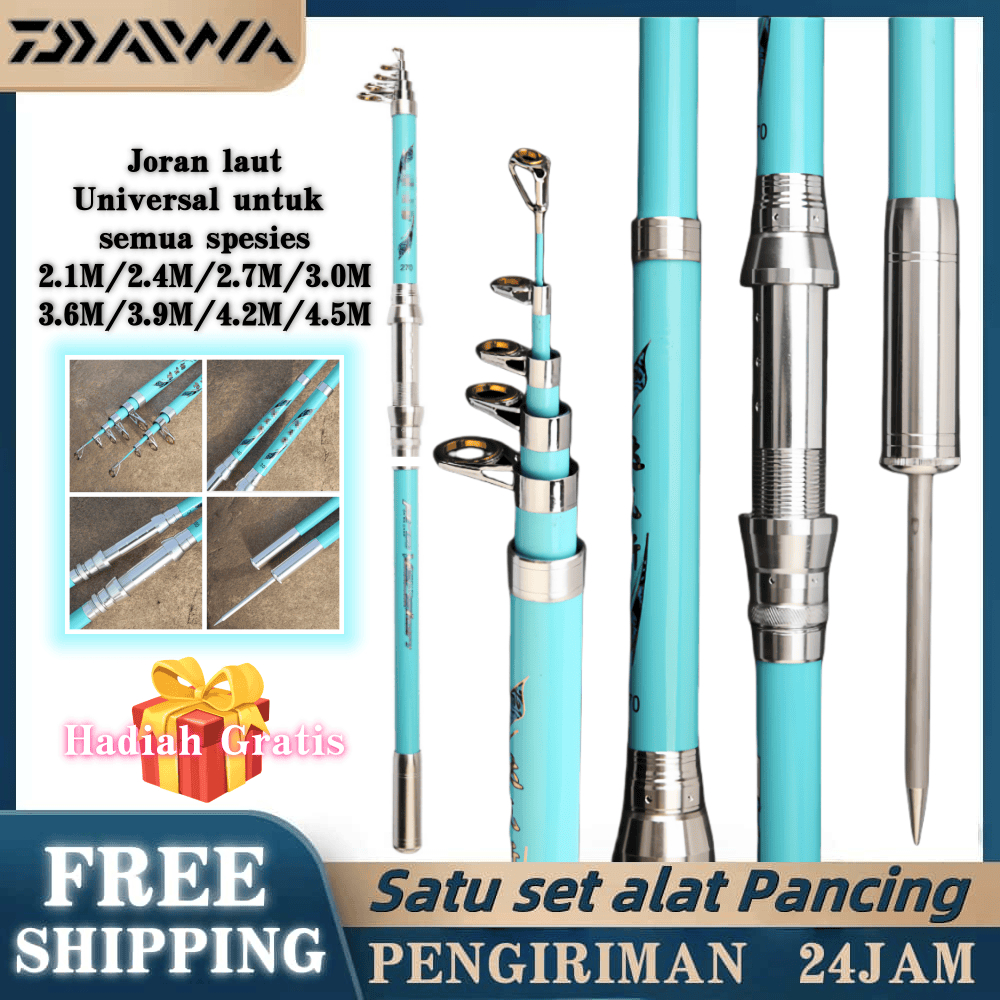 Joran laut Fishing Rod 2.1M-4.5M, Joran Pancing Serat Karbon Joran Pancing Ultra Ringan Joran laut