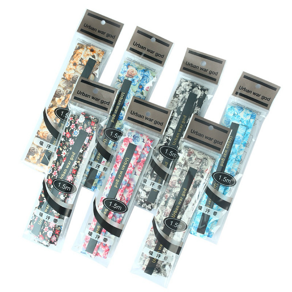 Grip Karet Raket Tenis Grip Raket Badminton Grip Tenis Grip Badmonton Motif Bunga 1,5 meter x 2,5cm 