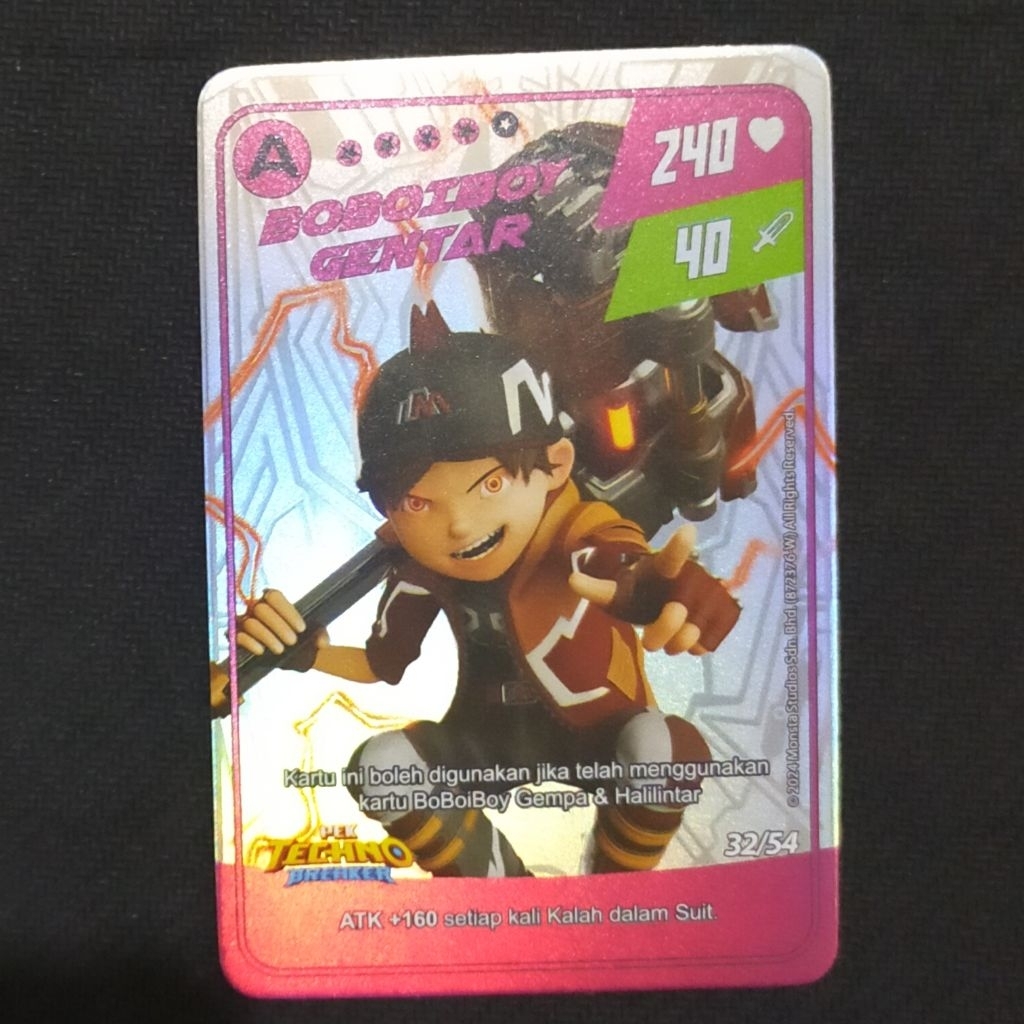 Boboiboy Monsta Galaxy Card Boboiboy Gentar 32/54 Pek Techno Breaker (Silver)