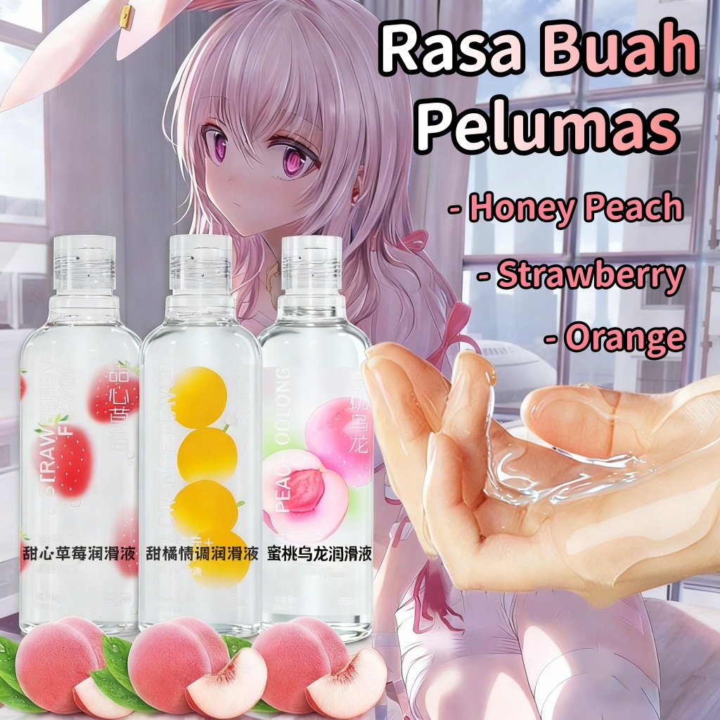 300ML Rasa Buah Pelumas Lubricant Tahan Lama Water Soluble - STRAWBERRY PEACH ORANG pelumas seks