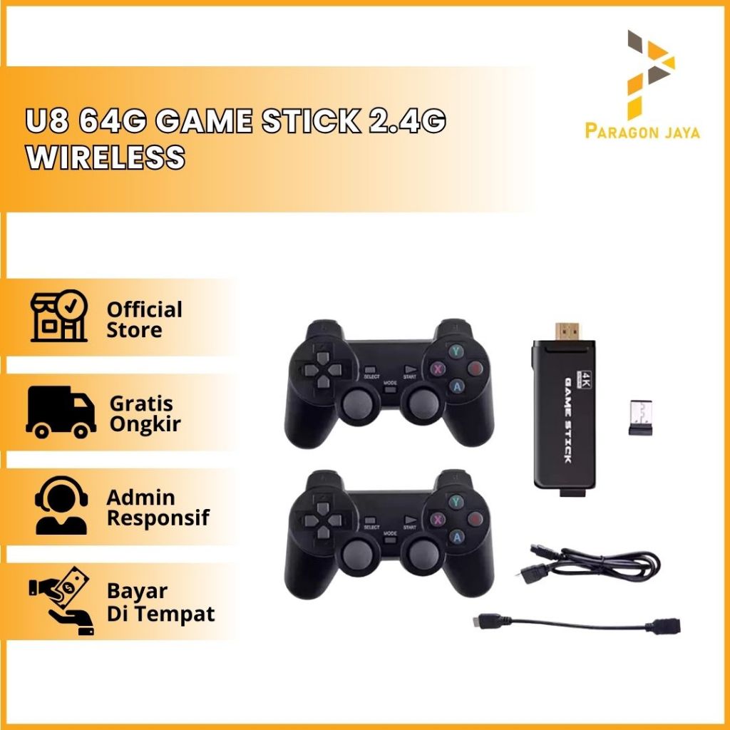 U8 64G Game Stick 2.4G Wireless Gamepad Controller Game 4K Game Stick