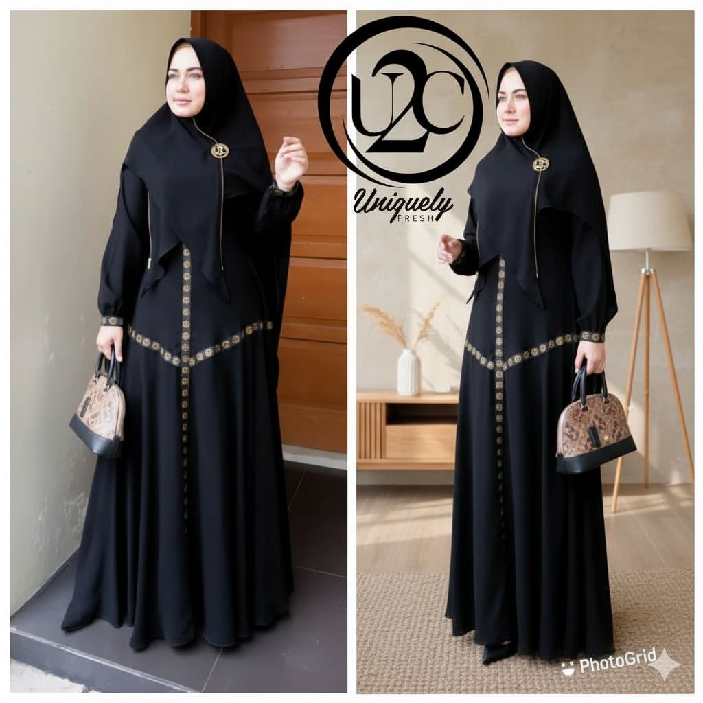 gamis hitam Jawharah by butik U2C
