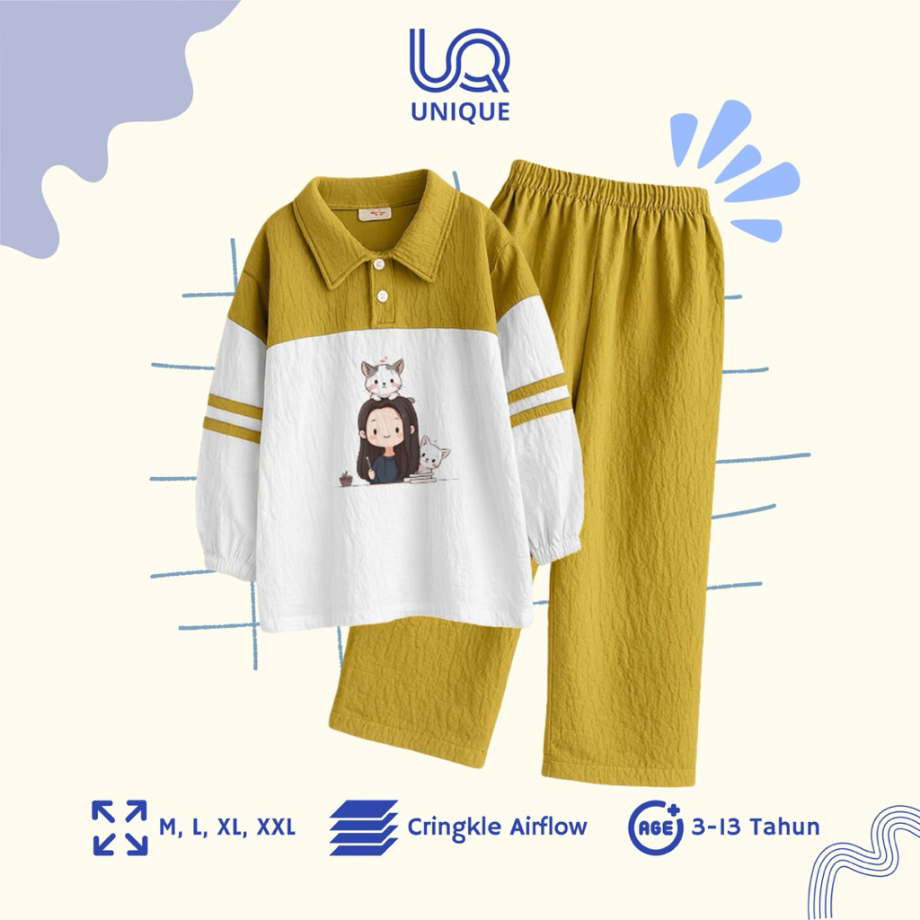 Sweet Set Girl Set Kids – Setelan Baju Anak Perempuan Umur 3-13 Tahun | Lengan Panjang Kombinasi Pol