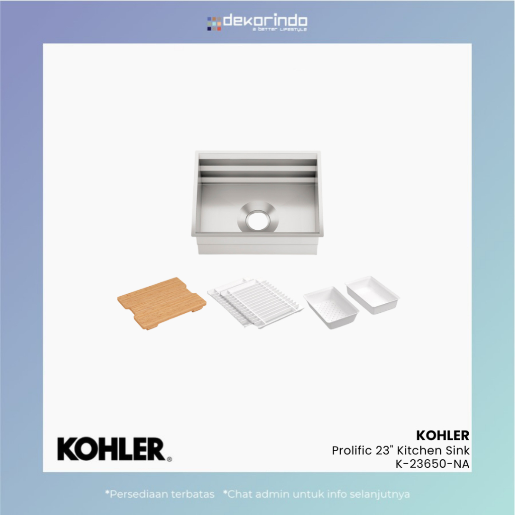KOHLER - PROLIFIC 23" UNDERMOUNT SINGLE-BOWL WORKSTATION KITCHEN SINK STAINLESS STEEL - K-23650-NA