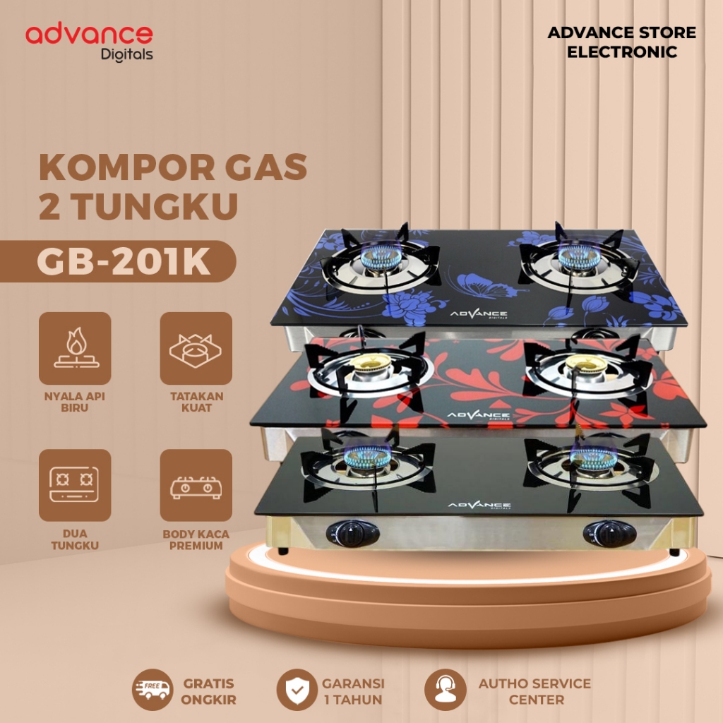 Advance - Kompor Gas Kaca GB-201K Kompor 2 tungku Advance Garansi Resmi 1 Tahun