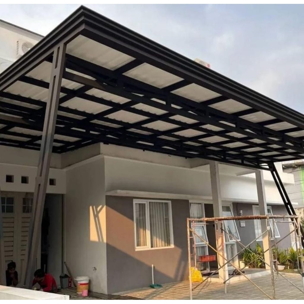 kanopi besi hollow galvanis atap alderon Doble layer