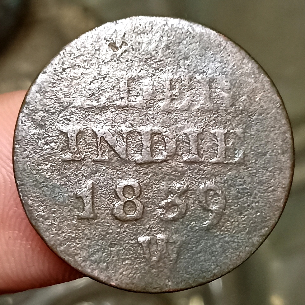 Koin Kuno Indonesia Netherlands East Indies 1 Cent/Duit - Willem I Tahun 1839