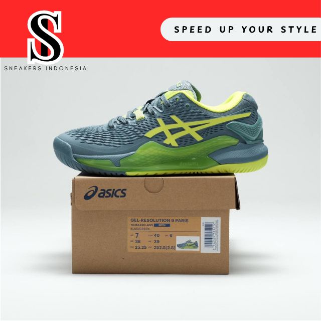 ASICS Gel-Resolution 9 Steel Blue Hazard Green Original – Sepatu Tenis Pria