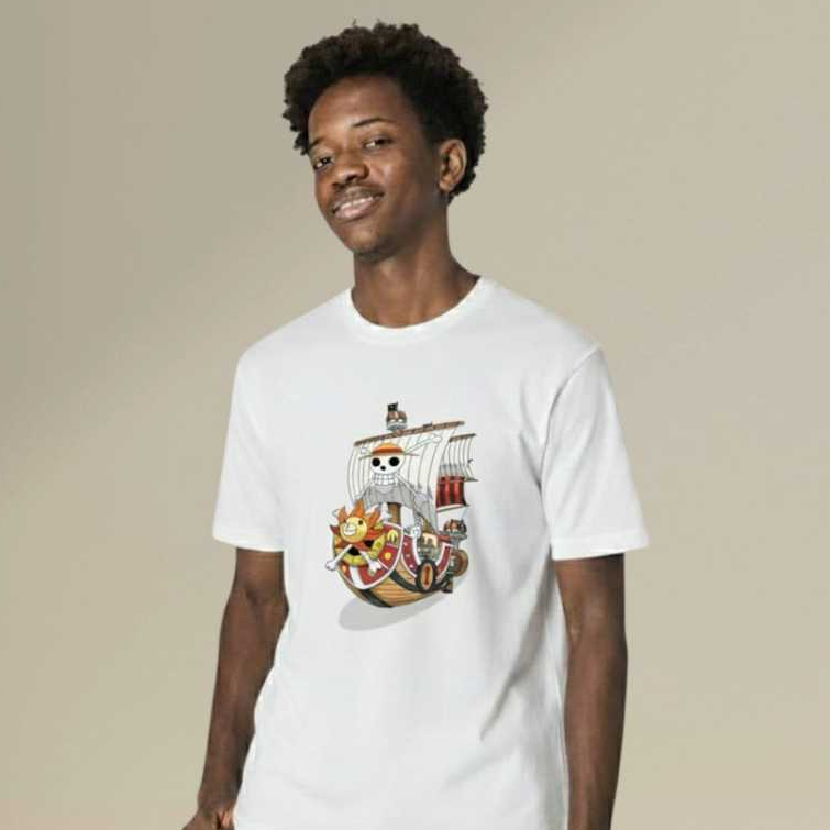 Kaos Sablon Kapal One Piece 100% Katun