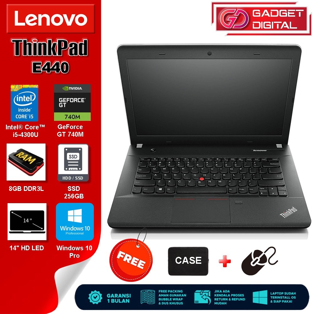 Laptop Lenovo Thinkpad E440 Core i5-4300 GeForce GT740M | 8GB / SSD 256GB | 14" TFT