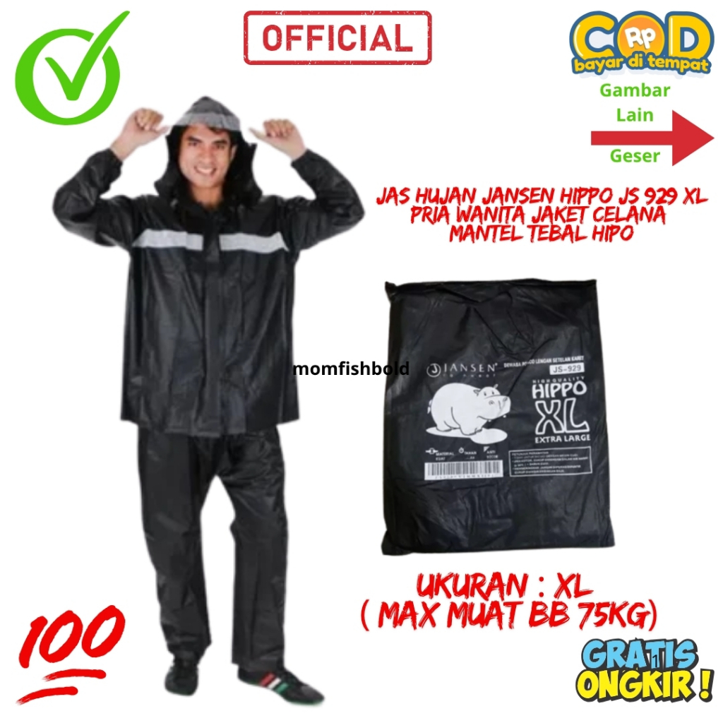 Jas Hujan Hippo Js929 Jansen XL Karet Setelan Jaket Celana Pria Wanita Dewasa Termurah