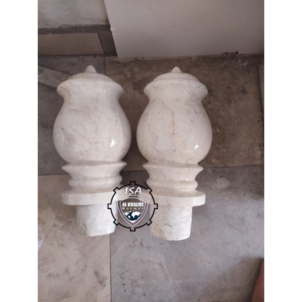 NISAN MAKAM PATOK BULAT/MAESAN PATOK BENTUK BULAT ATAU PLENTON BATU MARMER PUTIH/NISAN PATOK BULAT M