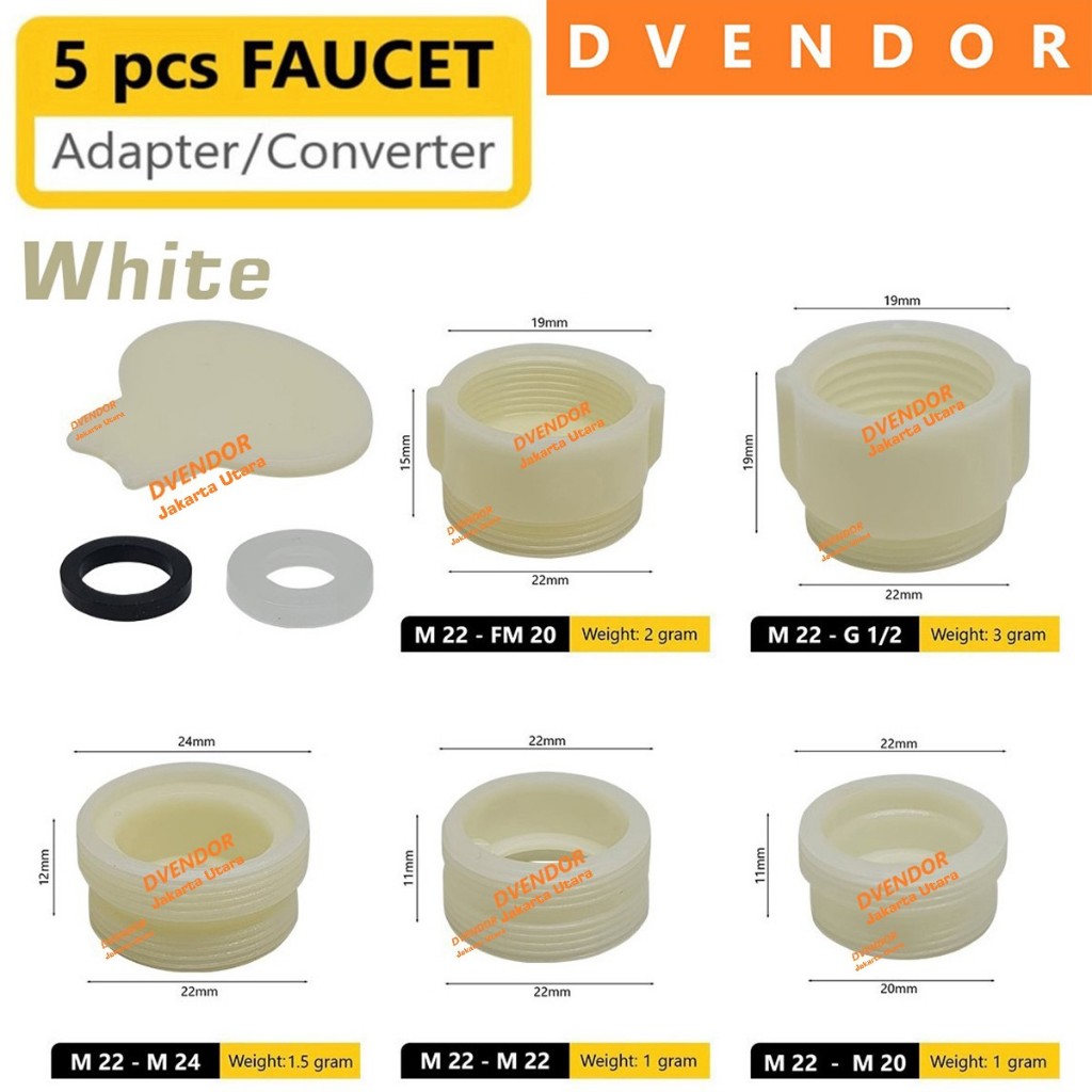 [DVENDORTOOL_01] Adapter Kran Universal 5 Ukuran 1 Pack | Adaptor Keran Faucet Filter Selang Hose Sa