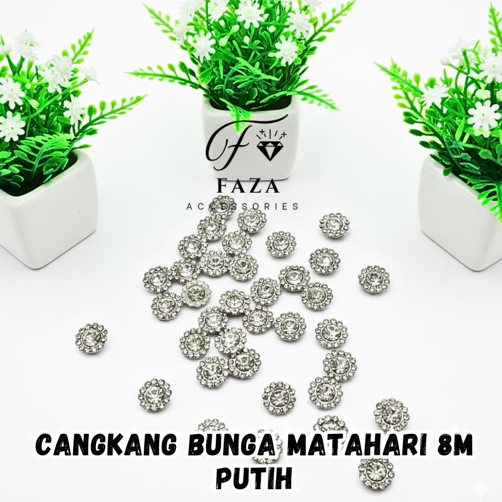 [100 Pcs] Cangkang Bunga Matahari 8MM Putih / Diamond Cangkang / Payet Cangkang / Payet Bunga Mataha