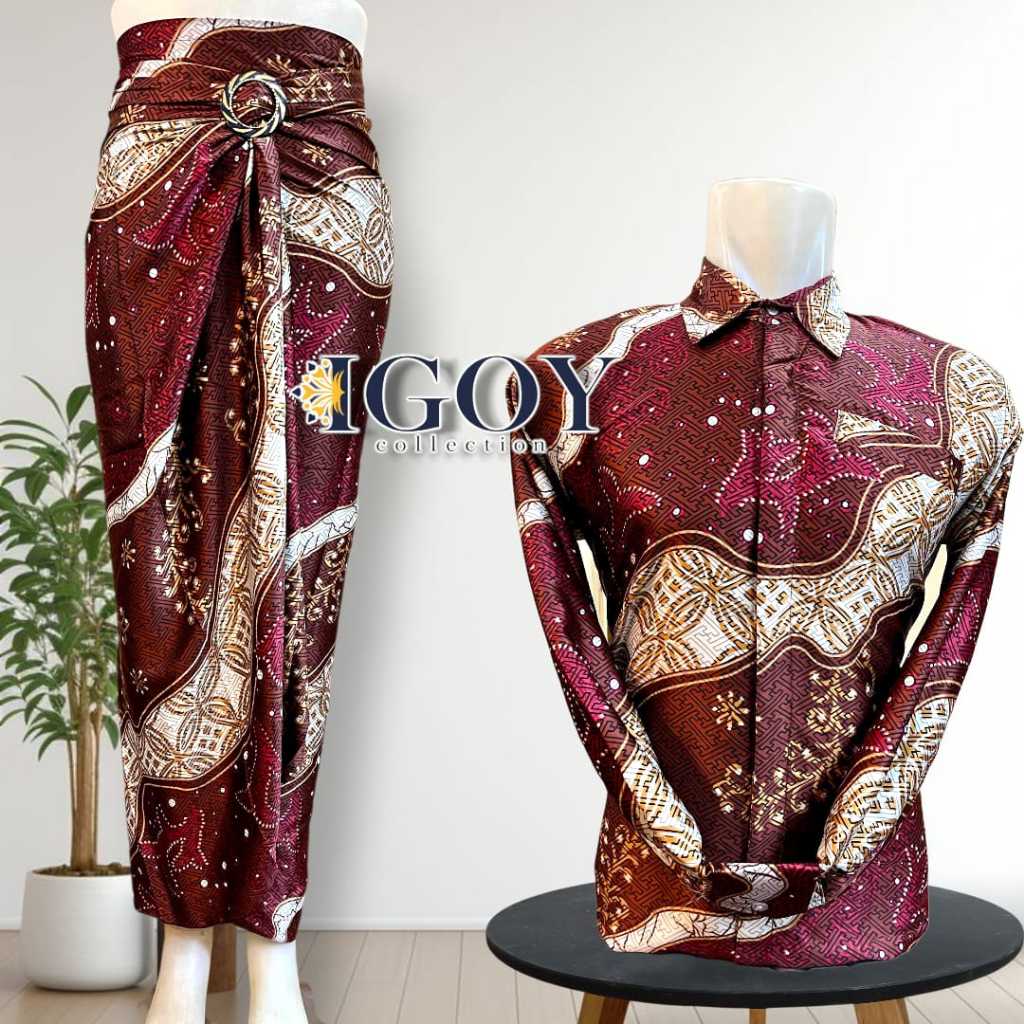 couple baju batik dan rok lilit batik couple pasangan untuk lamaran pesta kondangan