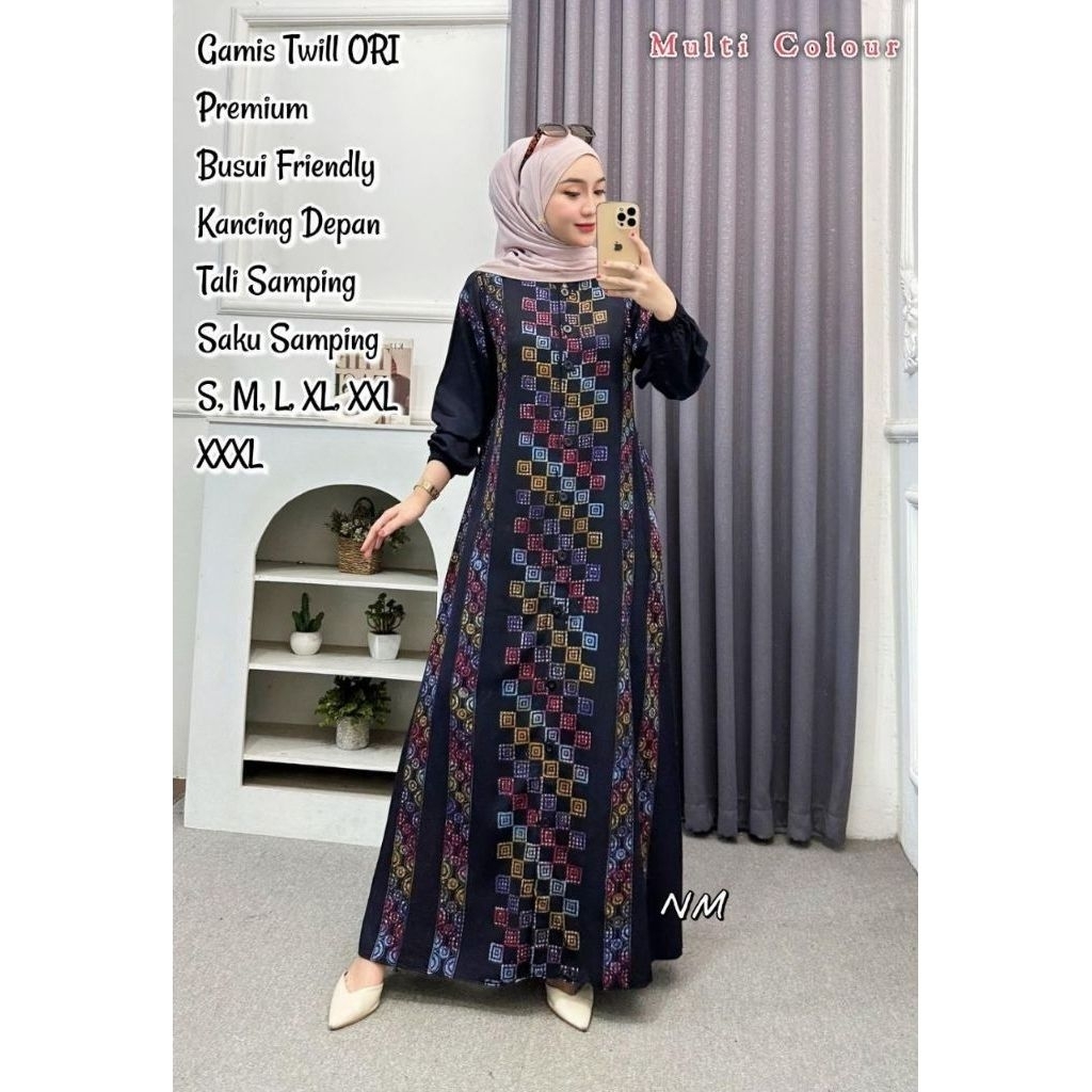 Gamis twill ory/Gamis twill/Gamis twill ori Pekalongan/gamis twill busui kancing depan