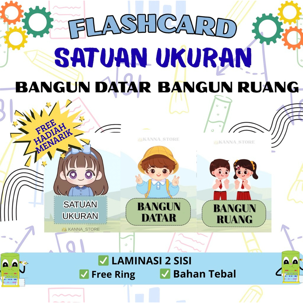 [TERMURAH] - FLASHCARD SATUAN UKURAN - FLASHCARD BANGUN DATAR - FLASHCARD BANGUN RUANG - FLASHCARD M